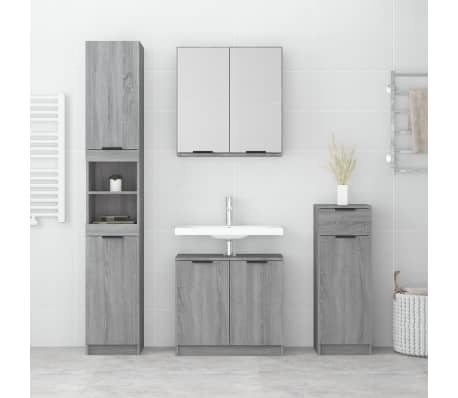 vidaXL Ensemble d'armoires de salle de bain 4 pcs sonoma gris