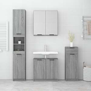 4dílný set koupelnových skříněk šedý sonoma kompozitní dřevo - obrázek 3