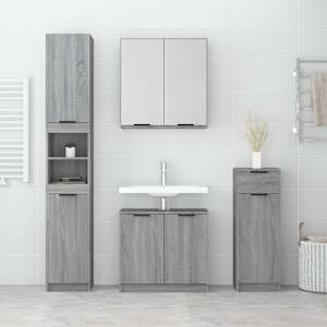 vidaXL Ensemble d'armoires de salle de bain 4 pcs sonoma gris
