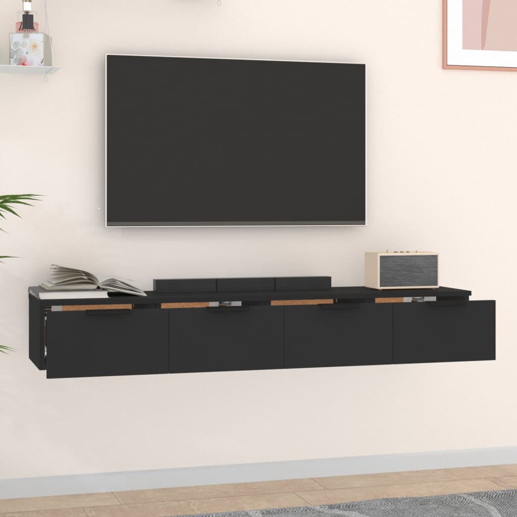 vidaXL 2 db fekete szerelt fa faliszekrény 68 x 30 x 20 cm
