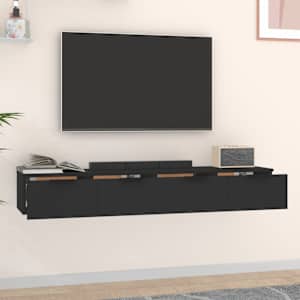 vidaXL sienas skapī&scaron;i, 2 gab., melni, 68x30x20 cm, inženierijas koks