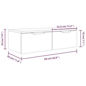 Nástěnné skříňky 2 ks betonově šedé 68x30x20cm kompozitní dřevo - obrázek 12