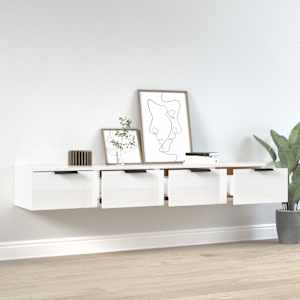 vidaXL Ντουλάπια Τοίχου 2 τεμ. Γυαλιστ. Λευκό 68x30x20 εκ. Επεξ. Ξύλο