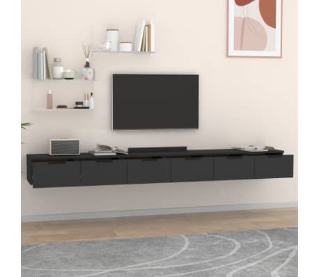 vidaXL Wandkasten 2 st 102x30x20 cm bewerkt hout zwart