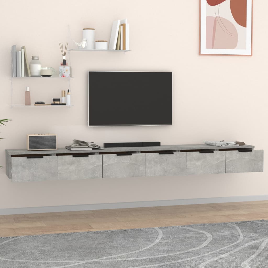 vidaXL Wandkasten 2 st 102x30x20 cm bewerkt hout betongrijs afbeelding