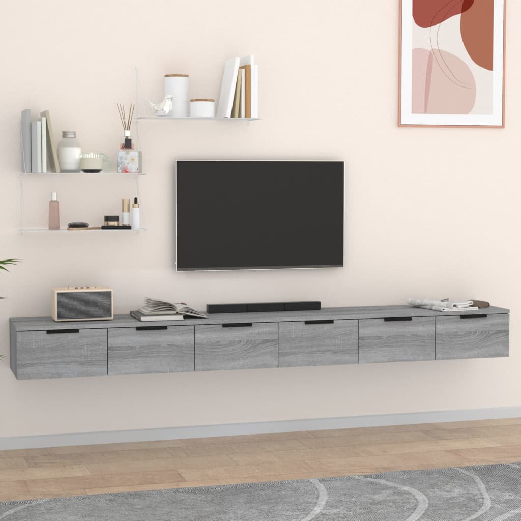 vida XL Wandschränke 2 Stk. Grau Sonoma 102x 30x 20 cm Holzwerkstoff
