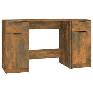 Psací stůl s boční skříňkou kouřový dub kompozitní dřevo - obrázek 2