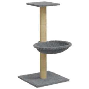 vidaXL kassimaja sisalk&ouml;itega kraapimispostiga, helehall, 74 cm