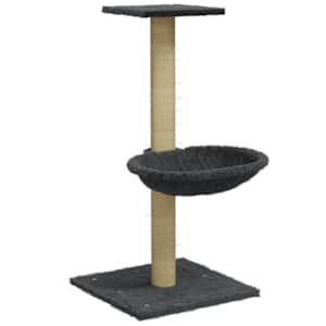 vidaXL kassimaja sisalk&ouml;itega kraapimispuuga, tumehall, 74 cm