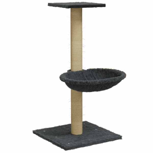 vidaXL kassimaja sisalk&ouml;itega kraapimispuuga, tumehall, 74 cm