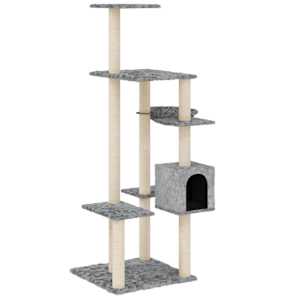 Škrabadlo pro kočky se sisalovými sloupky světle šedé 142 cm - obrázek 2