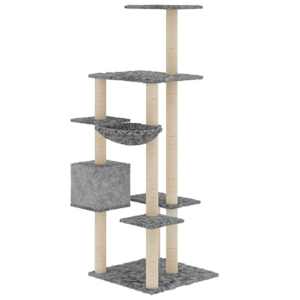 Škrabadlo pro kočky se sisalovými sloupky světle šedé 142 cm - obrázek 5