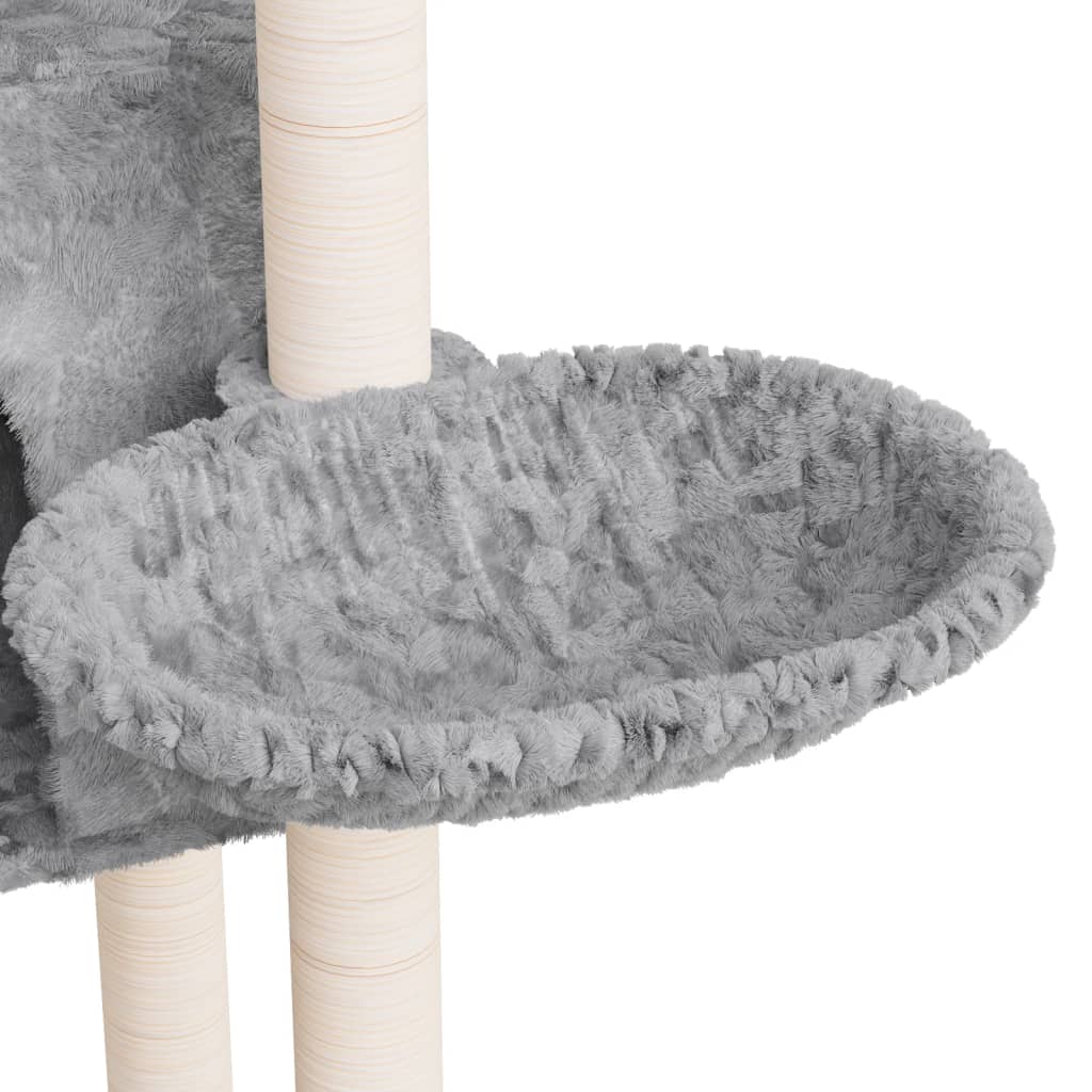 Világosszürke macskabútor szizál kaparófákkal 108,5 cm 