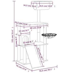 Škrabadlo pro kočky se sisalovými sloupky tmavě šedé 131 cm - obrázek 7