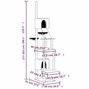 Kočičí strom ke stropu krémový 277–303 cm - obrázek 9