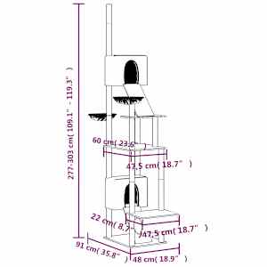 Kočičí strom ke stropu tmavě šedý 277–303 cm - obrázek 9
