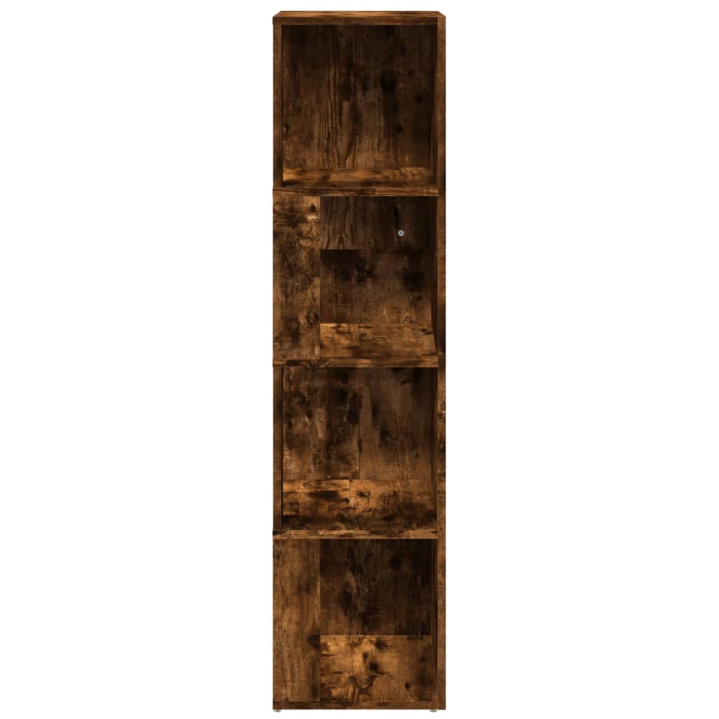 füstös tölgyszínű szerelt fa sarokszekrény 33 x 33 x 132 cm