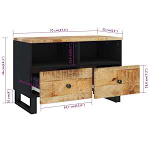TV skříňka 70 x 33 x 46 cm masivní mangovníkové dřevo - obrázek 11