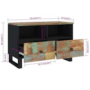 TV skříňka 70 x 33 x 46 cm masivní recyklované dřevo - obrázek 10