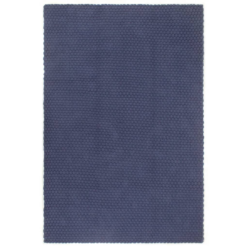 Tapis rectangulaire Bleu marine 80x160 cm Coton