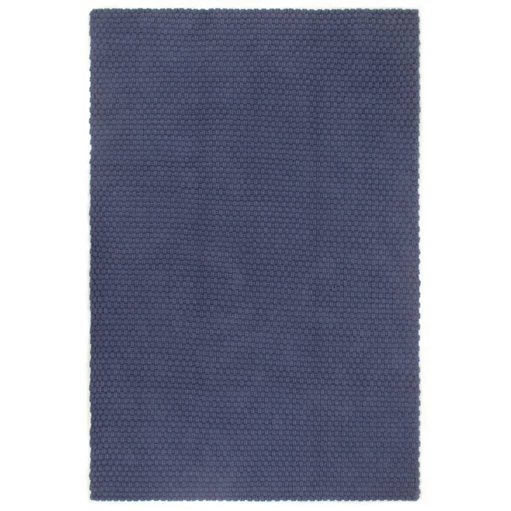 vidaXL gulvtæppe 80x160 cm rektangulært bomuld marineblå