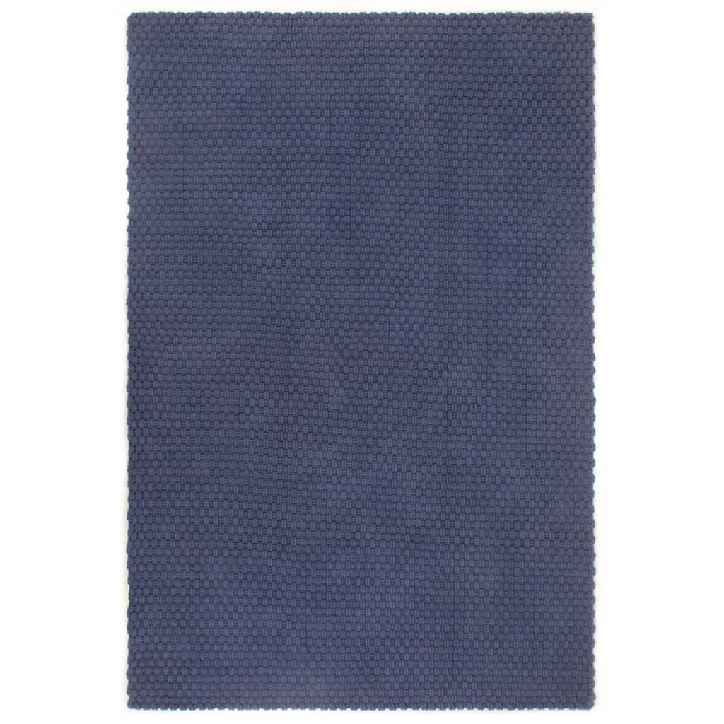vidaXL gulvtæppe 200x300 cm rektangulært bomuld marineblå