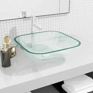 Stekleni umivalnik 42x42x14 cm prozoren