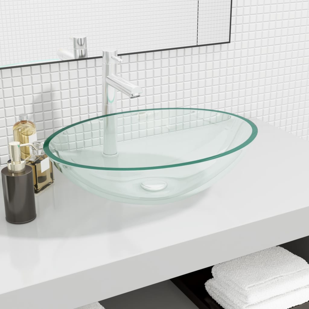vidaXL håndvask 50x37x14 cm glas transparent