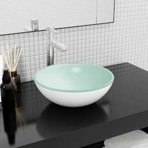 Umivalnik kaljeno steklo 35x12 cm bel