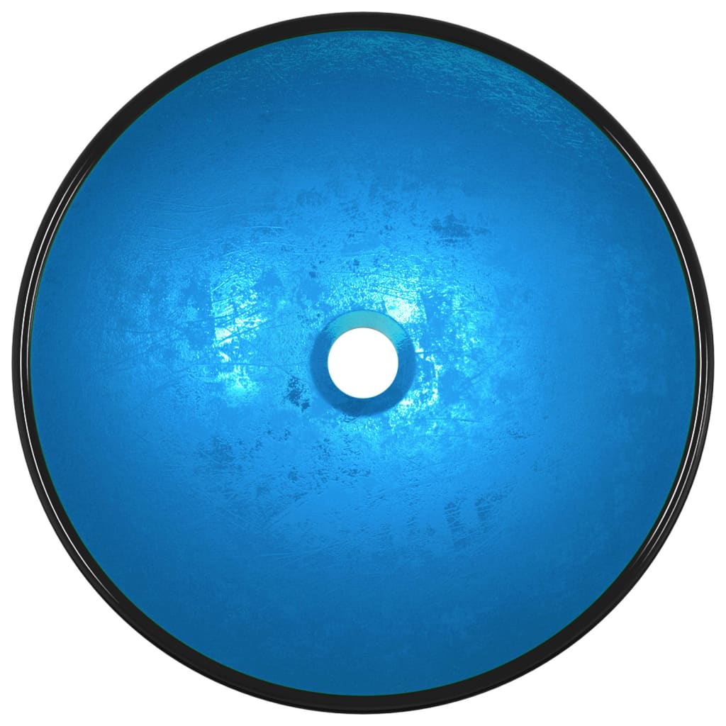 vidaXL Wasbak 42x14 cm gehard glas blauw