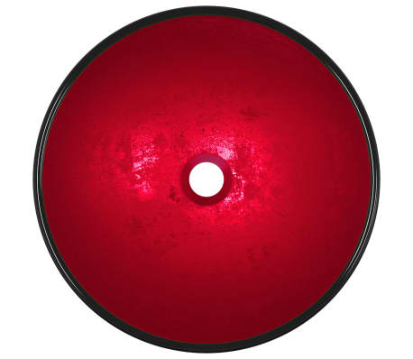 vidaXL Lavandino in Vetro Temperato 42x14 cm Rosso