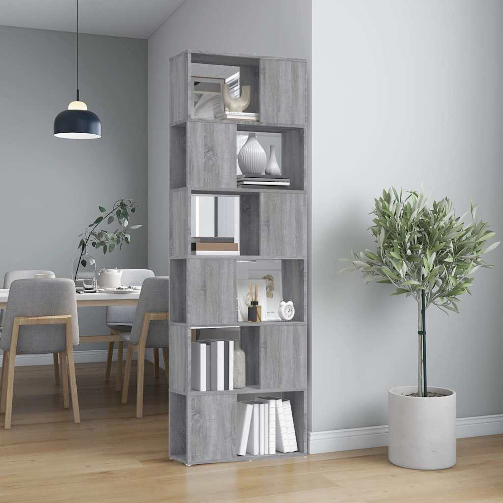 vidaXL bogreol/rumdeler 60x24x186 cm grå sonoma-eg