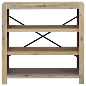 Knihovna se 3 policemi 80 x 30 x 80 cm masivní akáciové dřevo - obrázek 3