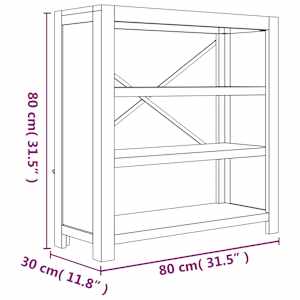 Knihovna se 3 policemi 80 x 30 x 80 cm masivní akáciové dřevo - obrázek 8