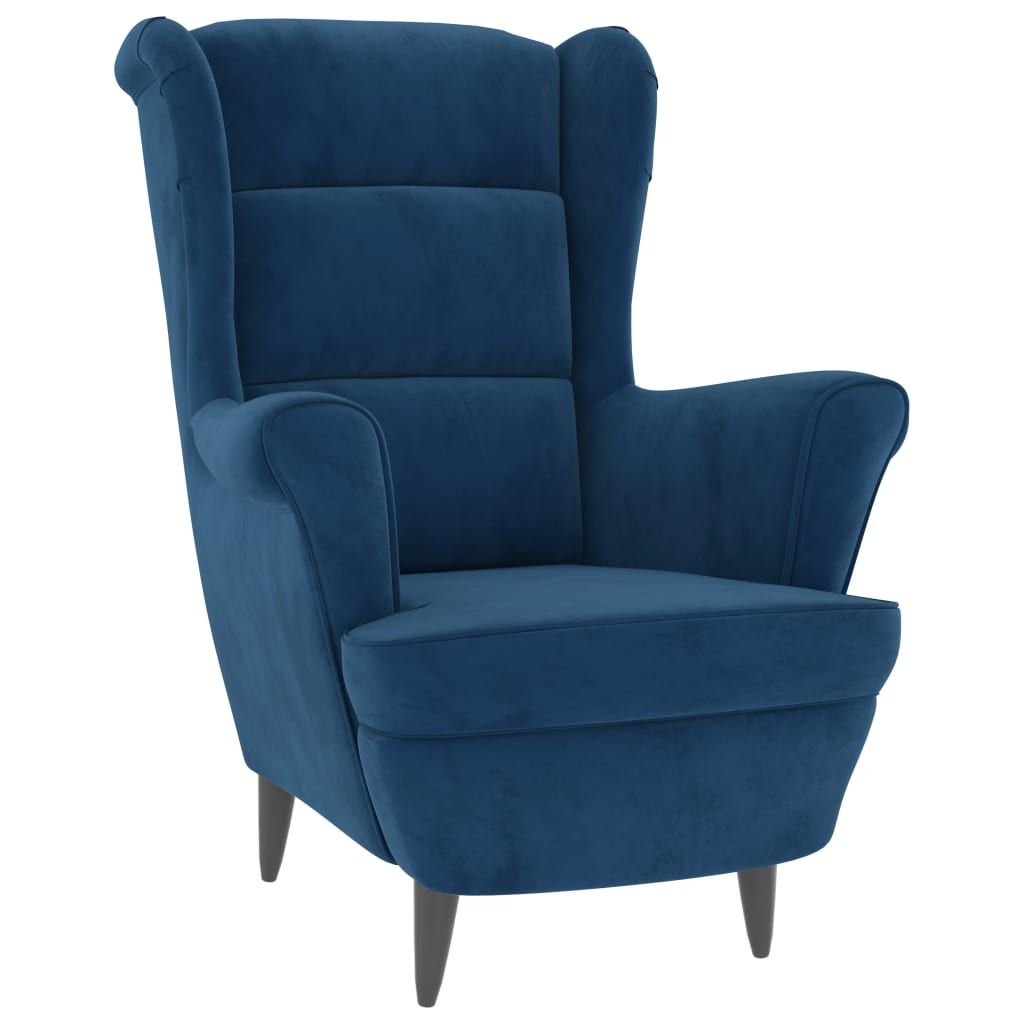 

vidaXL Fauteuil met voetenbank fluweel blauw