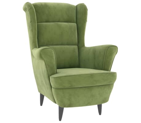 vidaXL Fauteuil à oreilles avec tabouret vert clair velours