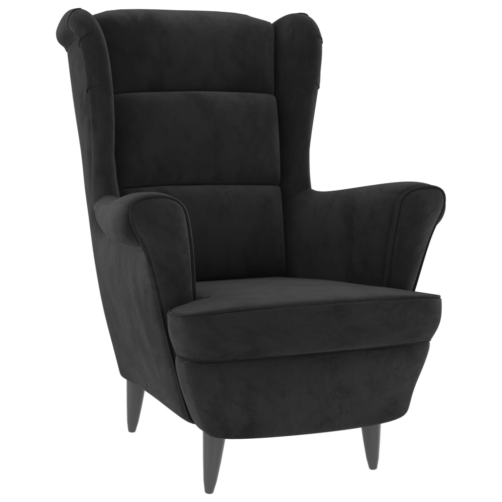 

vidaXL Fauteuil met voetenbank fluweel zwart