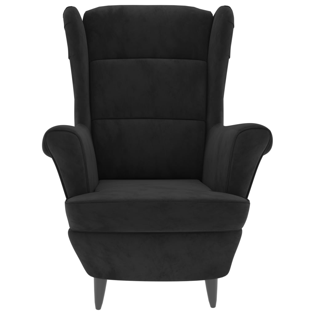 Krėslas su pakoja, juodos spalvos, aksomas | Stepinfit