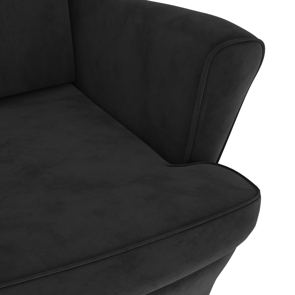 Krėslas su pakoja, juodos spalvos, aksomas | Stepinfit