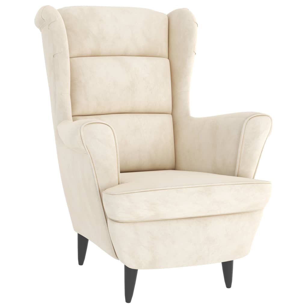 vidaXL Fauteuil met voetenbank fluweel crèmekleurig afbeelding