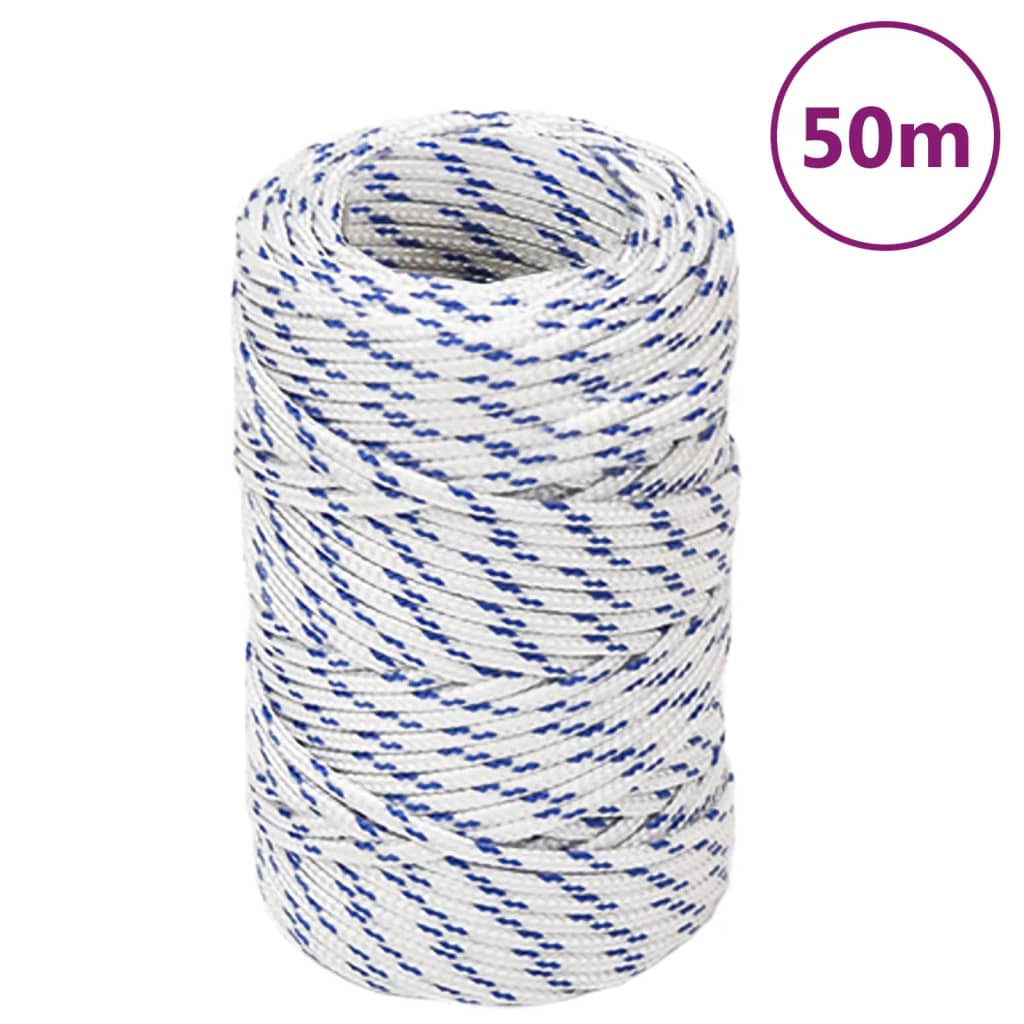 vidaXL Frânghie de barcă, alb, 2 mm, 50 m, polipropilenă