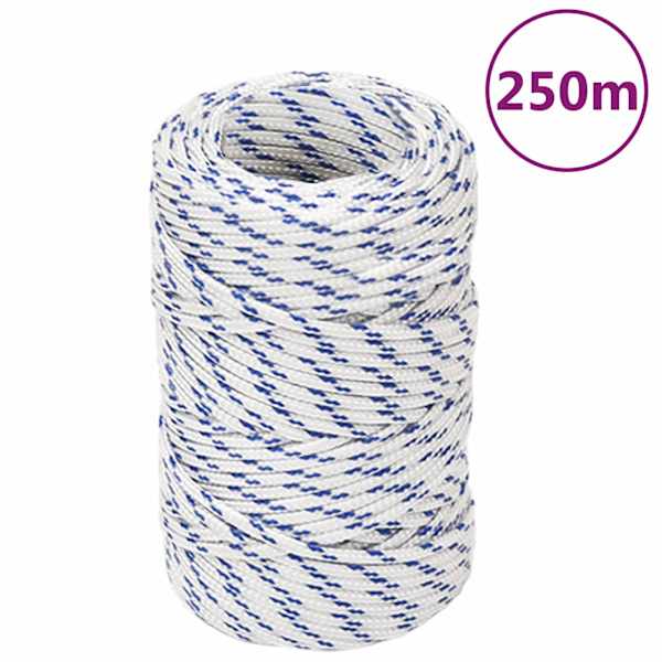 vidaXL paadik&ouml;is, valge, 2 mm, 250 m, pol&uuml;prop&uuml;leen