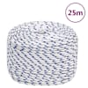 vidaXL paadik&ouml;is, valge, 10 mm, 25 m, pol&uuml;prop&uuml;leen