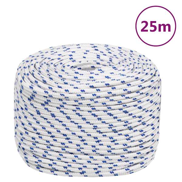 vidaXL paadik&ouml;is, valge, 10 mm, 25 m, pol&uuml;prop&uuml;leen