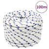 vidaXL paadik&ouml;is, valge, 12 mm, 100 m, pol&uuml;prop&uuml;leen