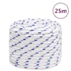 vidaXL paadik&ouml;is, valge, 16 mm, 25 m, pol&uuml;prop&uuml;leen