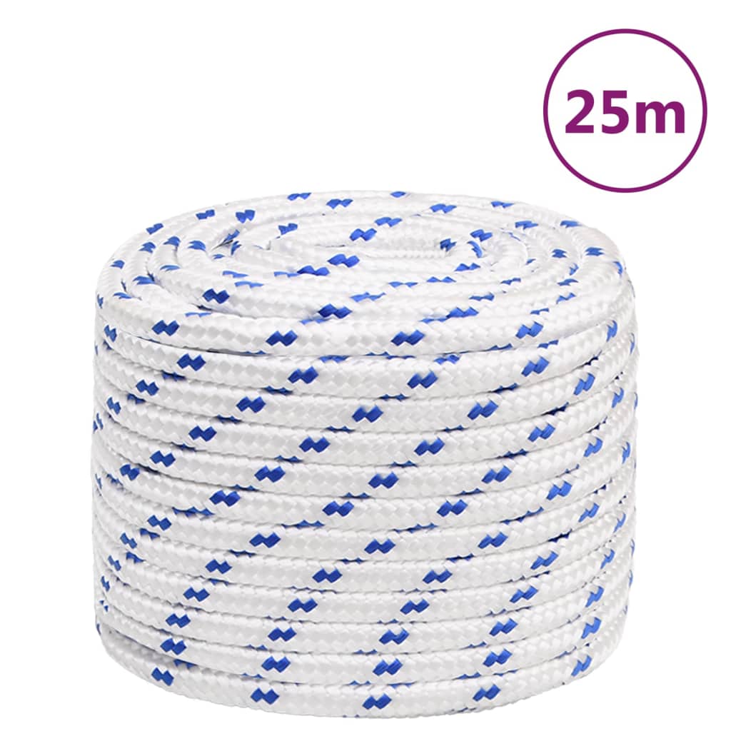 vidaXL Frânghie de barcă, alb, 16 mm, 25 m, polipropilenă