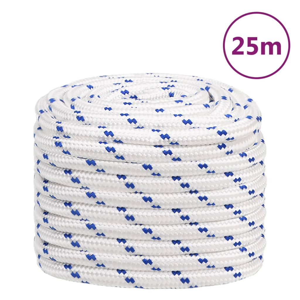 vidaXL Frânghie de barcă, alb, 20 mm, 25 m, polipropilenă