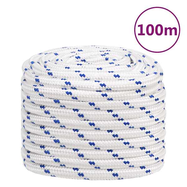 vidaXL paadik&ouml;is, valge, 20 mm, 100 m, pol&uuml;prop&uuml;leen