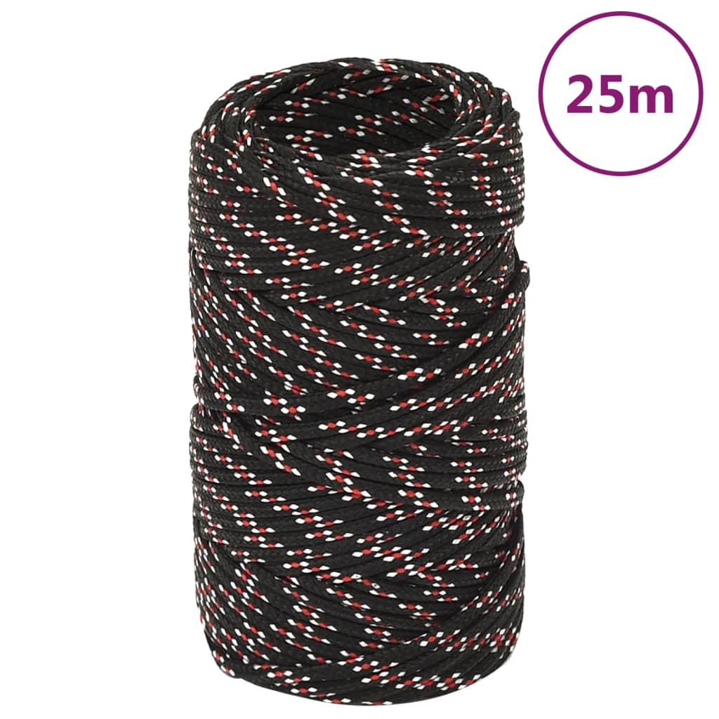 vidaXL Frânghie de barcă, negru, 2 mm, 25 m, polipropilenă